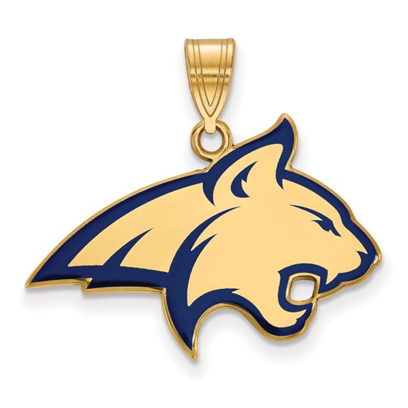 Sterling Silver & Gold Plated LogoArt Montana State University Bobcat Large Enameled Pendant Charm
