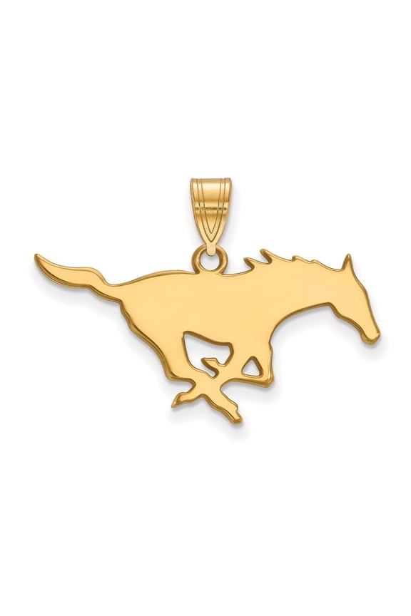 Sterling Silver & Gold Plated LogoArt Southern Methodist University Mustang Large Pendant Charm