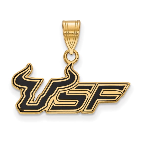 Sterling Silver & Gold Plated LogoArt University of South Florida U-S-F Medium Enameled Pendant Charm