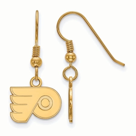 Sterling Silver Gold Plated NHL LogoArt Philadelphia Flyers Dangle Earrings