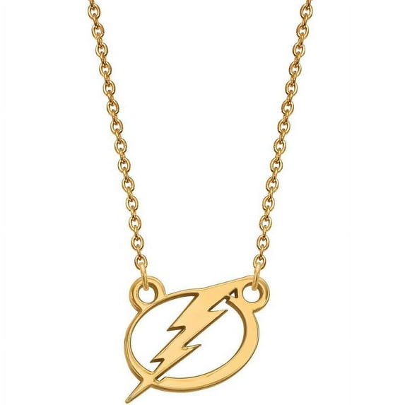 Sterling Silver Gold Plated NHL LogoArt Tampa Bay Lightning Small Necklace