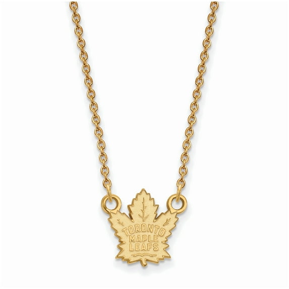 Sterling Silver Gold Plated NHL LogoArt Toronto Maple Leafs Small Necklace