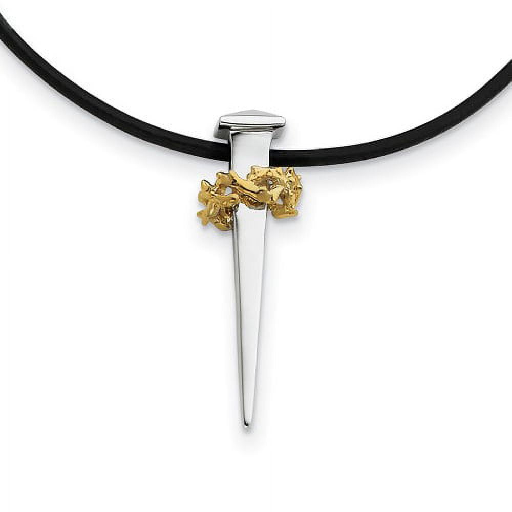 Sterling Silver & Gold Plated No Greater Love Nail 16in Necklace and Pendant