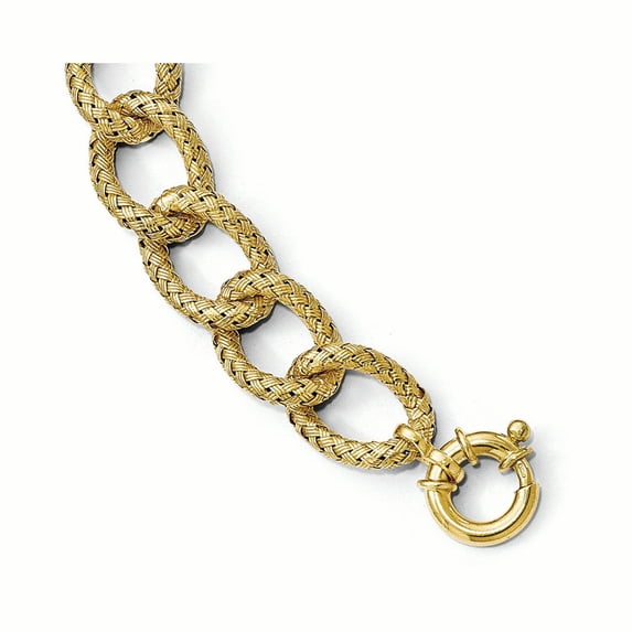 Sterling Silver Gold-Plated Polished Textured Bracelet