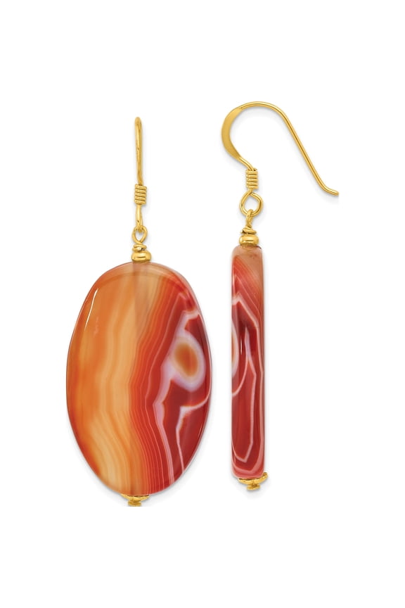 Sterling Silver Gold-plated Red Sardonyx Dangle Earrings