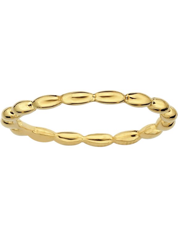Sterling Silver Gold-Plated Rice Bead Ring