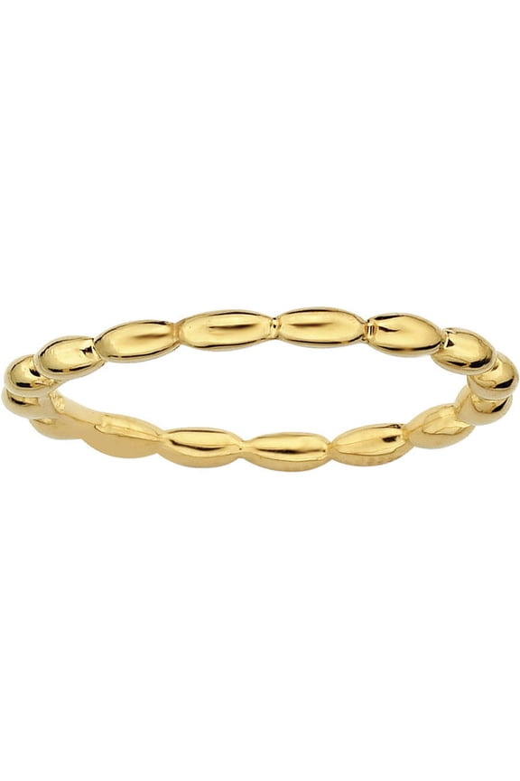 Sterling Silver Gold-Plated Rice Bead Ring