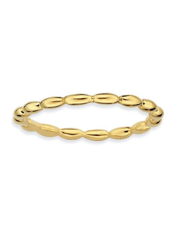 Sterling Silver Gold-Plated Rice Bead Ring