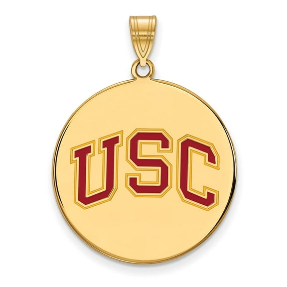 Sterling Silver & Gold Plated University of Southern California U-S-C Extra Large Enameled Disc Pendant Charm