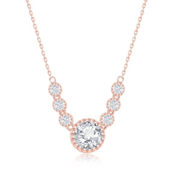 Sterling Silver/ Gold/ Rose Gold Plated Round 10mm Cubic Zirconia 16+2" Necklace