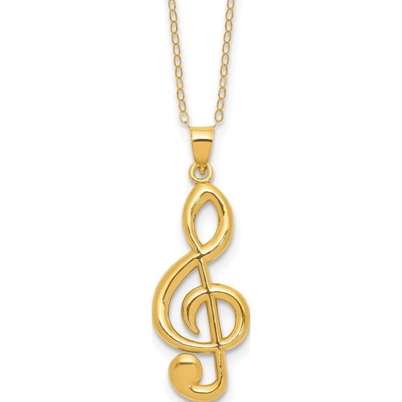 Jewelry by Sweet Pea Sterling Silver Gold-tone 16in w/2in ext. Treble Clef Necklace