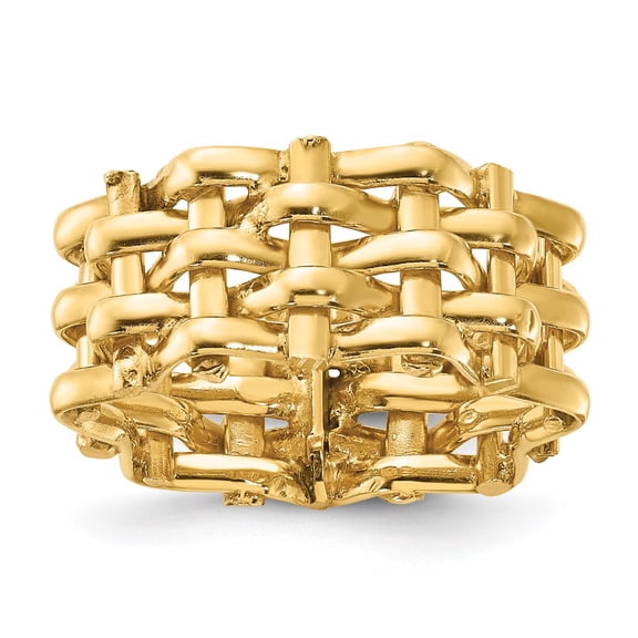 Finest Gold Sterling Silver Gold-Tone 5 Row Woven Panther Ring - Size 9