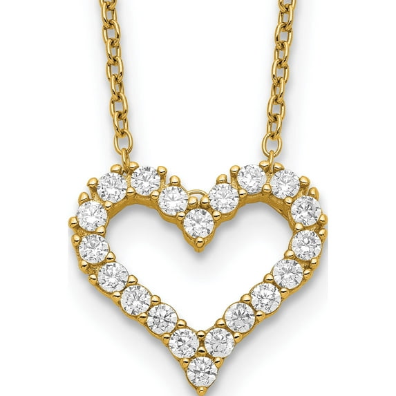 Sterling Silver Gold-Tone Cz Heart With 2In Ext. Necklace (18 X 14.9) Made In China qg5400-16