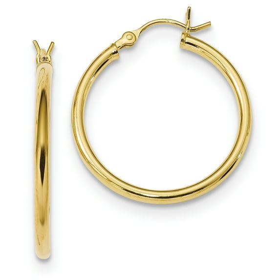 Sterling Silver Gold-Tone Polished 2x25mm Hoop Earrings Sterling Silver Earrings