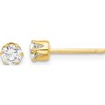 thumbnail image 1 of Sterling Silver Gold-Tone Polished 6 Prong 4Mm Cz Post Stud Earrings (Width 4) (Length 4) - Jbsp, 1 of 5