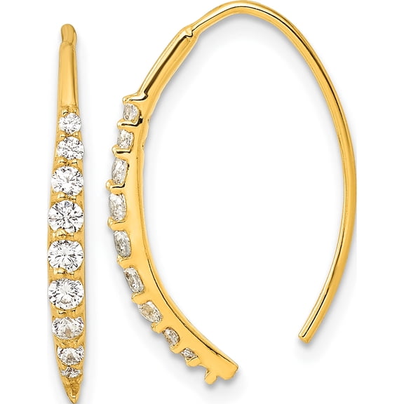 Jewelry by Sweet Pea Sterling Silver Gold-tone Polished Graduated CZ Threader Earrings