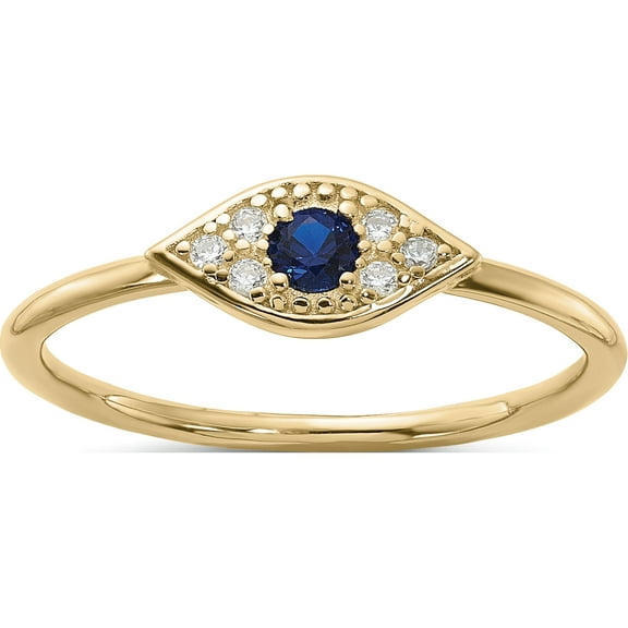 Sterling Silver Gold-Tone Synthetic Blue Spinel Cz Evil Eye Ringsize 6 - Jbsp