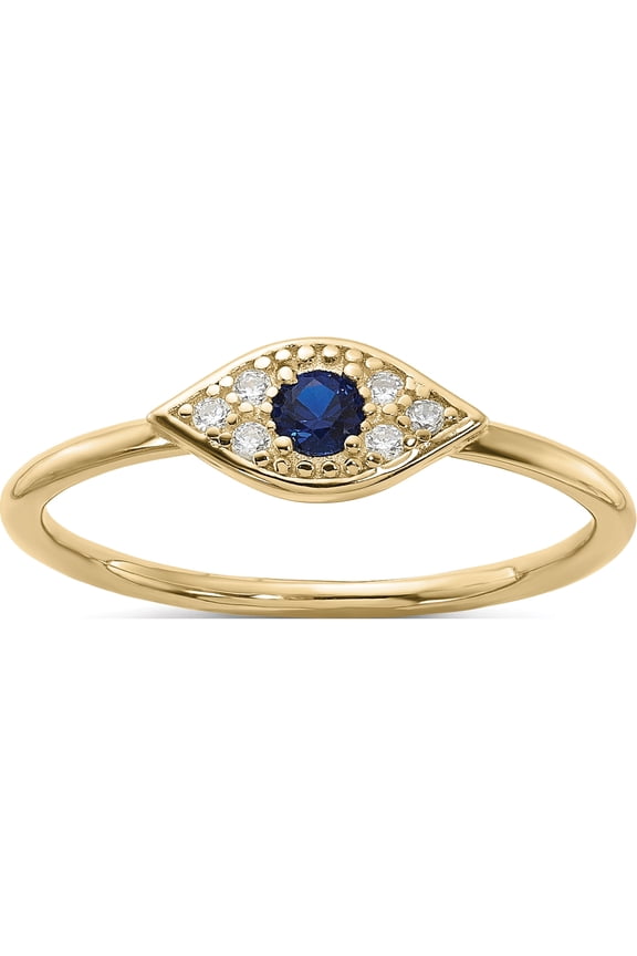 Sterling Silver Gold-Tone Synthetic Blue Spinel Cz Evil Eye Ringsize 7 - Jbsp
