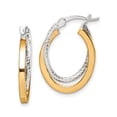 thumbnail image 1 of Sterling Silver & Gold Tone Twisted Hoop Earrings, 1 of 4