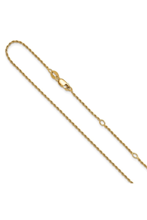 Sterling Silver Gold-plated 1.2mm D/C Rope 1in+1in Adjustable Chai