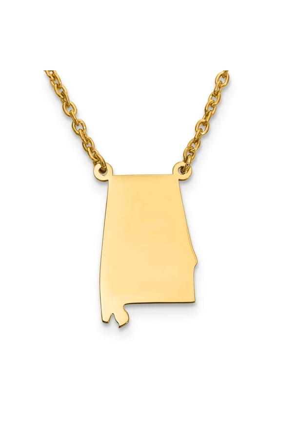 Sterling Silver/Gold-plated Alabama State Necklace QXNA706GP-AL