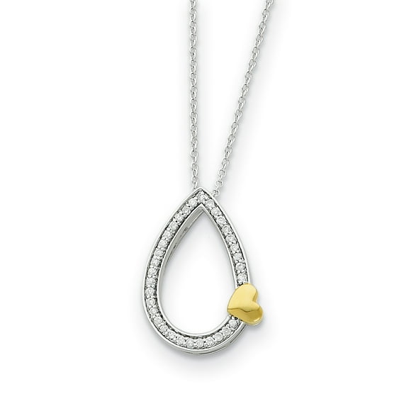 Sterling Silver & Gold-plated CZ A Tear of Love 18in Necklace and Pendant