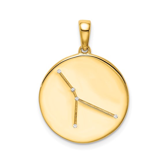 Sterling Silver Gold-plated & CZ Cancer Zodiac Pendant QC9733GP