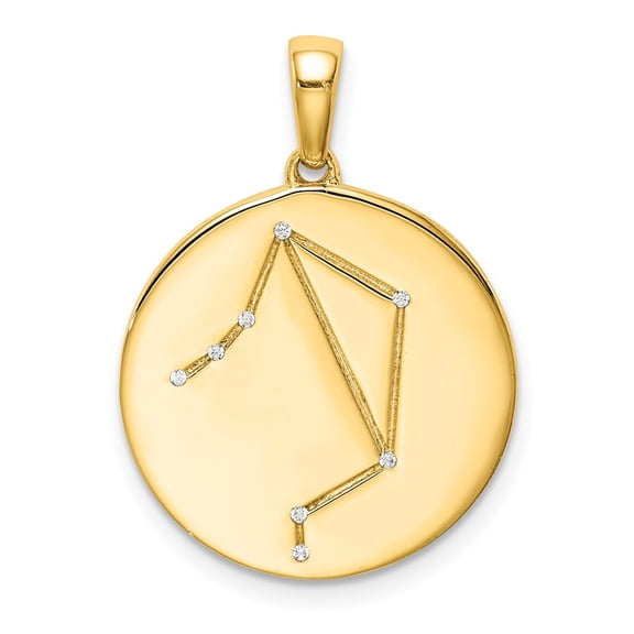 Sterling Silver Gold-plated & CZ Libra Zodiac Pendant QC9736GP