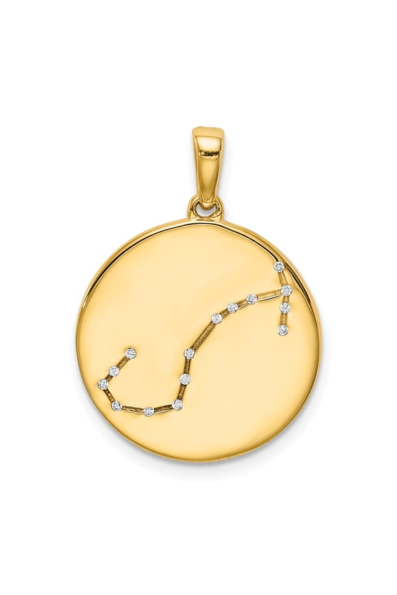 Sterling Silver Gold-plated & CZ Scorpio Zodiac Pendant QC9737GP