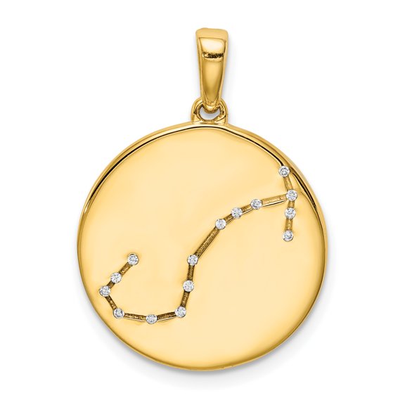 Sterling Silver Gold-plated & CZ Scorpio Zodiac Pendant QC9737GP
