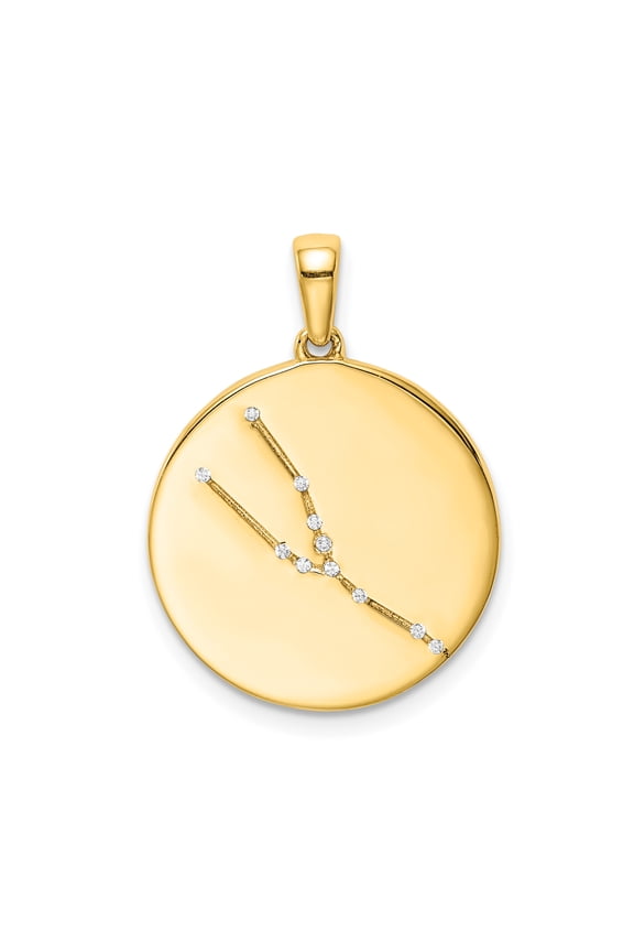 Sterling Silver Gold-plated & CZ Taurus Zodiac Pendant QC9731GP