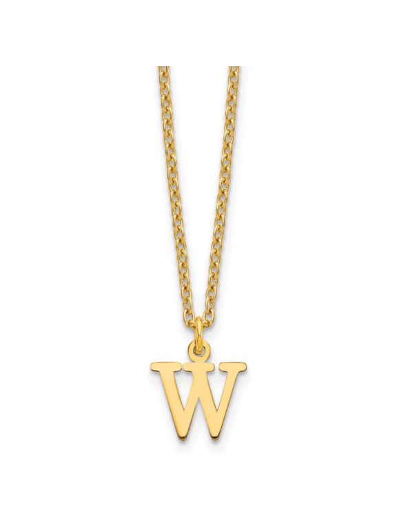 Sterling Silver Gold-plated Cutout Letter W Initial Necklace