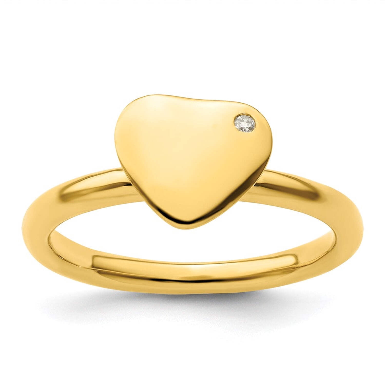 Sterling Silver Gold-plated Heart Diamond Ring