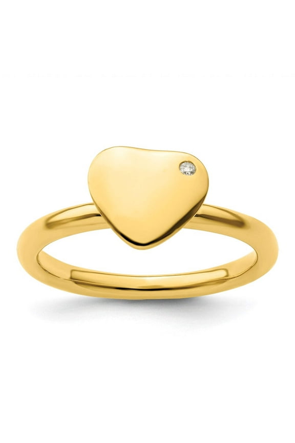 Sterling Silver Gold-plated Heart Diamond Ring