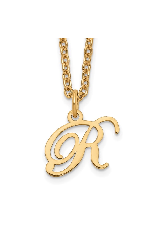 Sterling Silver Gold-plated Letter R Initial Necklace