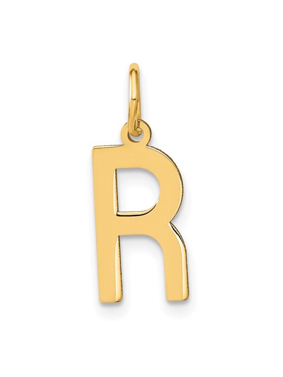 Finest Gold Sterling Silver Gold-Plated Letter R Initial Pendant