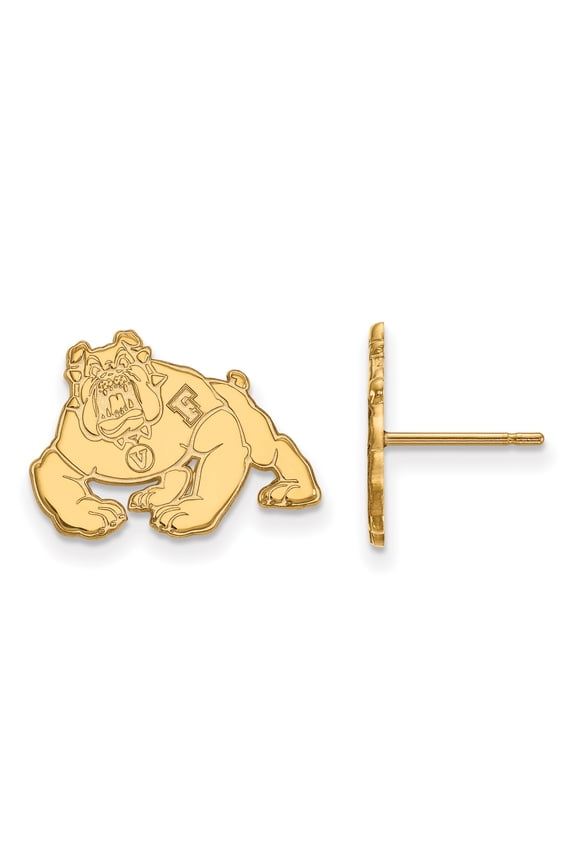 Sterling Silver Gold-plated LogoArt California State University Fresno Bulldog Small Post Earrings Sterling Silver Earrings