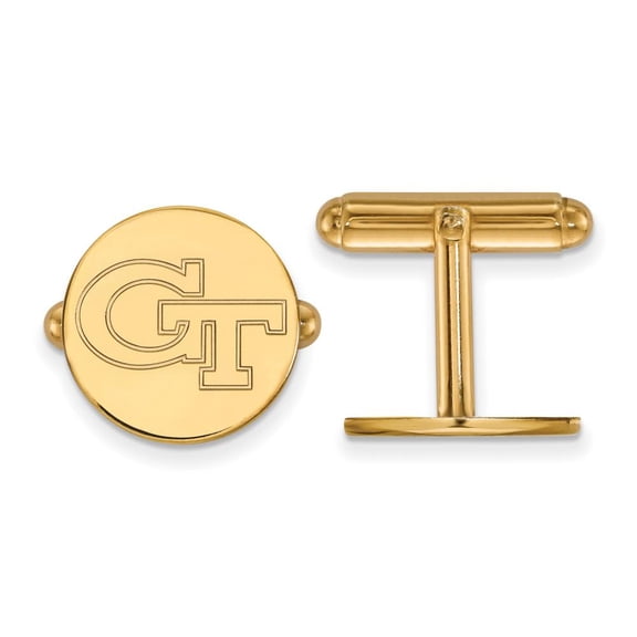 Sterling Silver w/ 14K Yellow Gold-Plated LogoArt Official Licensed Collegiate Georgia Institute of Technology (GT) Cuff Links