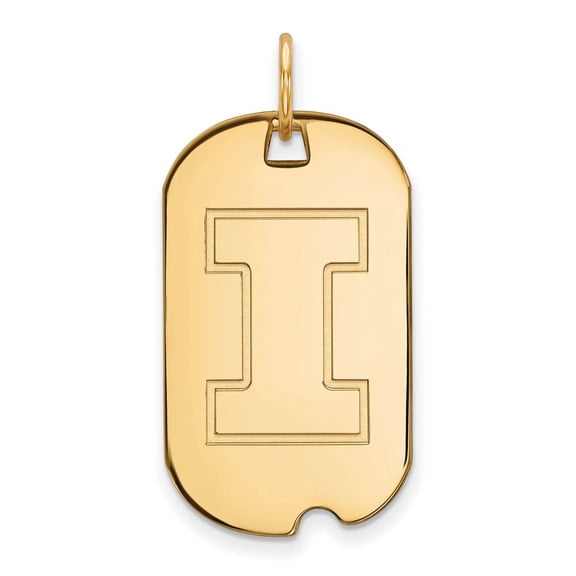 Sterling Silver Gold-plated LogoArt University of Illinois Letter I Small Dog Tag Pendant Q-GP027UIL