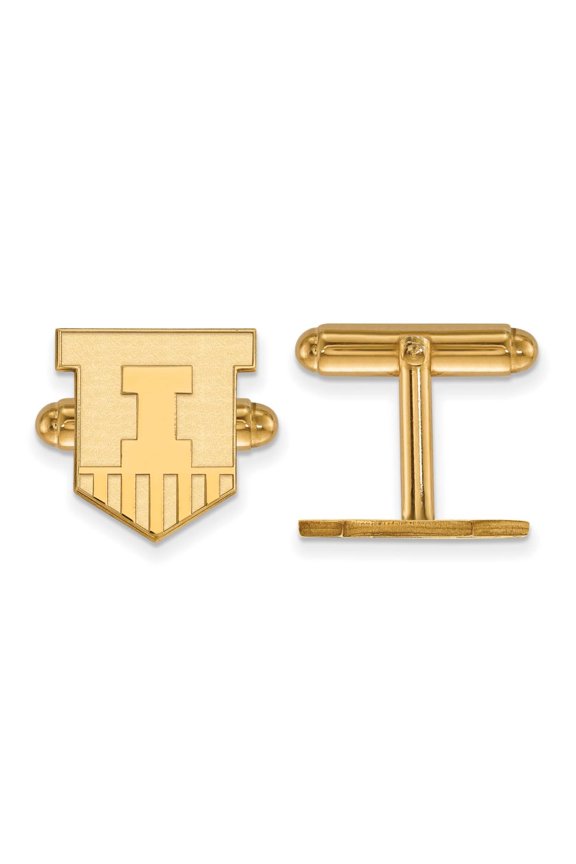 Sterling Silver Gold-plated LogoArt University of Illinois Victory Badge Cuff Links QGP052UIL