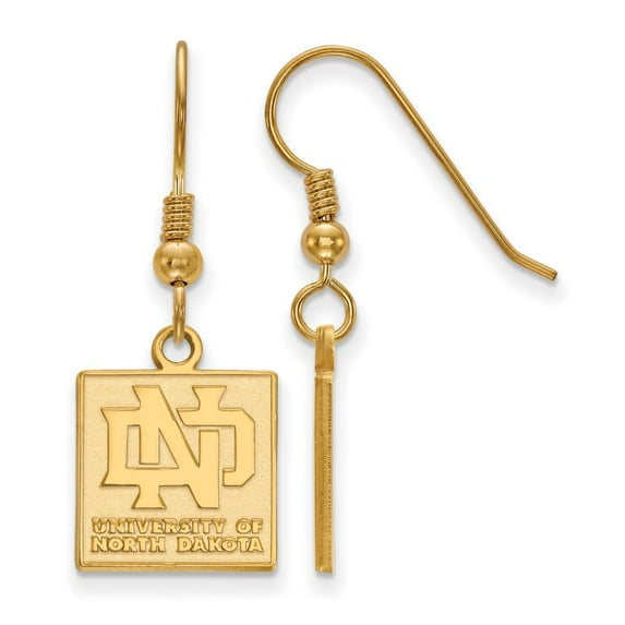 Sterling Silver Gold-plated LogoArt University of North Dakota Small Dangle Wire Earrings QGP006UNOD