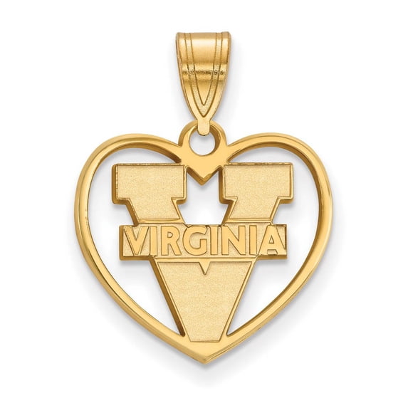 Sterling Silver Gold-plated LogoArt University of Virginia Heart Pendant Q-GP017UVA
