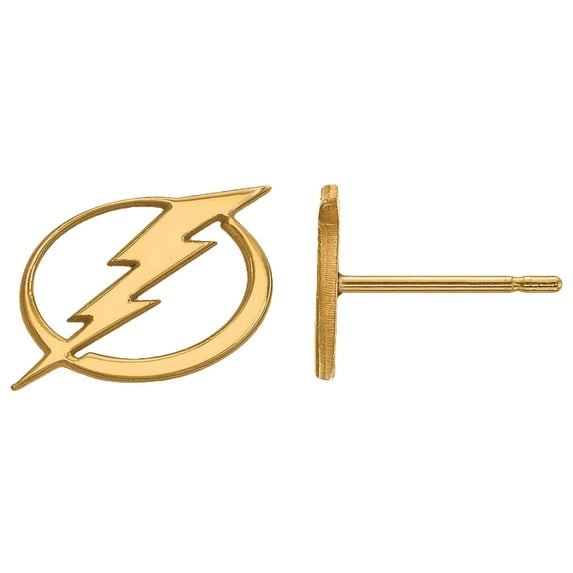 Sterling Silver Gold-plated NHL LogoArt Tampa Bay Lightning Extra Small Post Earrings QGP008LIG