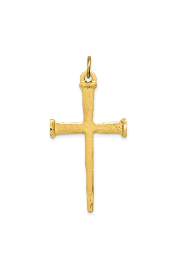 Finest Gold Sterling Silver Gold-Plated Nail Cross Pendant