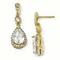 thumbnail image 1 of Sterling Silver Gold-plated Pear Cubic Zirconia Post Dangle Earrings, 1 of 6