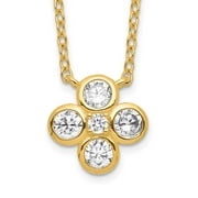 Sterling Silver Gold-plated Polished CZ 18in w/2in ext. Necklace Q-QG5318-18