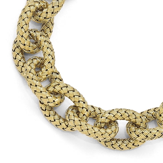 Sterling Silver Gold-plated Polished Textured Link Bracelet
