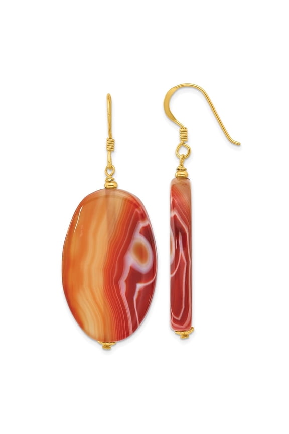 Sterling Silver Gold-plated Red Sardonyx Dangle Earrings