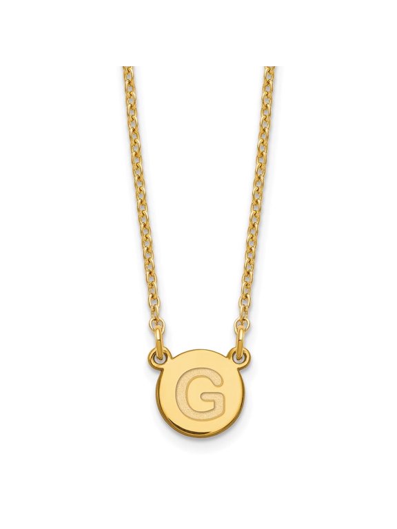 Sterling Silver Gold-plated Tiny Circle Block Letter G Initial Necklace