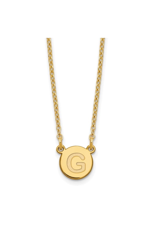 Sterling Silver Gold-plated Tiny Circle Block Letter G Initial Necklace